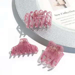 french style cellulose acetate hollow cut out claw clips custom engraved hair claw clips for women thin hair
