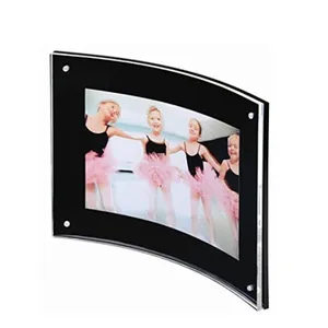 Curved Custom High Quality Acrylic Clear And Black Photo Frame For Office Home Wedding Table Photo Frame