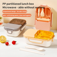 Boîte à lunch bento pour enfants, dessin animé, 800 ml, plastique, 3 compartiments, avec cuillère, anti-fuite, pour enfants, étudiants, école, conteneur alimentaire