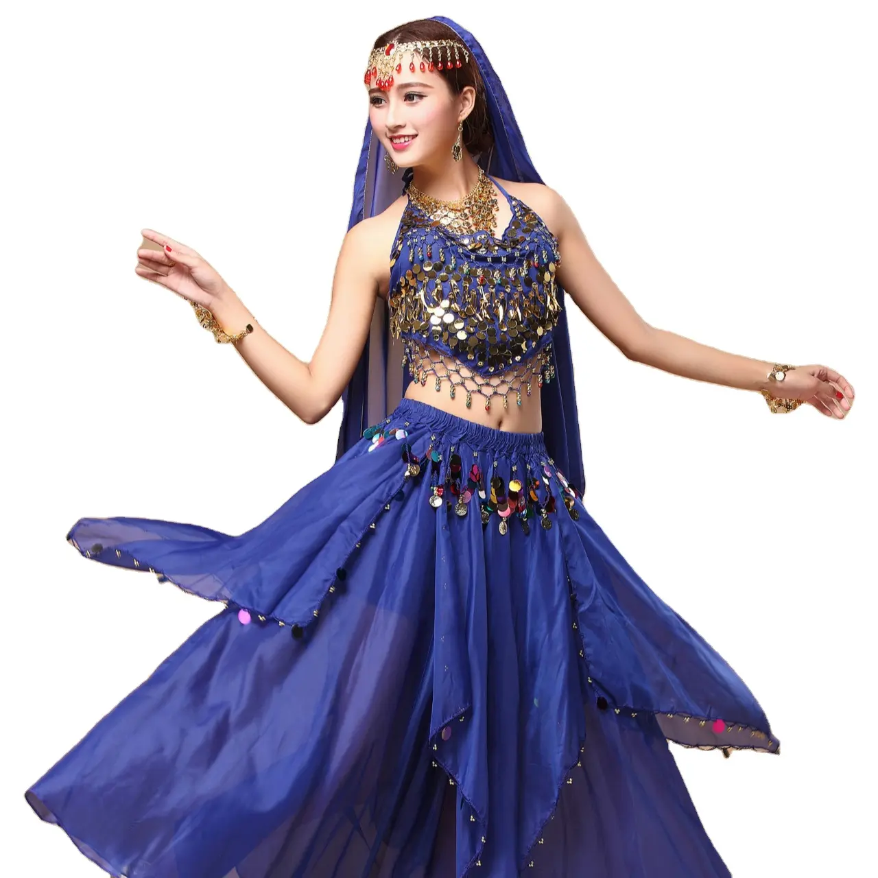 Chinesische orientalische Bauchtanz Kleid geschichtet Lotus blatt Rock Performance Wear