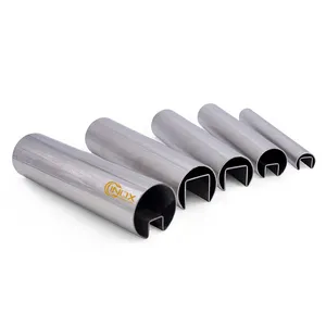 stainless steel channel pipe Suppliers balcony Guardrail Posts Stainless Steel Slotted Round cap rail Pipe Tube