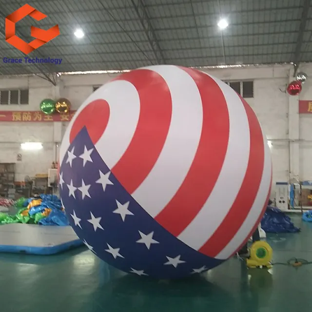 Globo inflable de PVC con estampado de la bandera americana, colorido, para Decoración