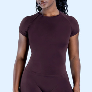 Camiseta Deportiva de Yoga DFYN con Cuello Redondo, Alta Elasticidad, Absorbe la Humedad, Corte Ajustado, Tejido <span class=keywords><strong>Sin</strong></span> Costuras, <span class=keywords><strong>Manga</strong></span> Corta - Product Image 5