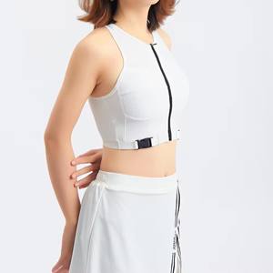 Luckpanther高冲击支撑健身上衣赛车背运动文胸，带前拉链和侧开叉裙网球套装高尔夫球布 - Product Image 2