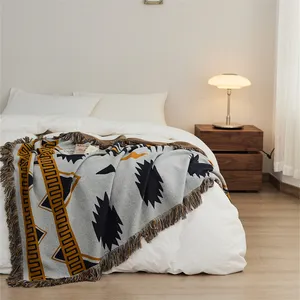 Thick Cotton Throw Blanket Luxury Solid Knit Throw Blanket New Style High Quality Decorative Throw For Sofa LW