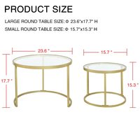 Ensemble table basse moderne avec dessus en verre Tables nid en métal doré Mobilier d'extérieur polyvalent pour la salle à manger et la cuisine pour la maison le salon la chambre à coucher