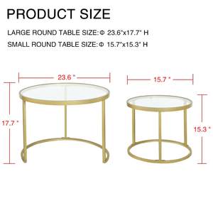 Moderne Glazen Salontafel Set Goud Metalen Nesttafels Huis Woonkamer Slaapkamer Veelzijdige Eetkamer/Keuken Buitenmeubilair - Product Image 2