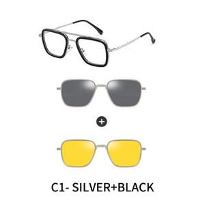 نظارة شمسية عصرية 2024 جديدة مغناطيسية من التيتانيوم للقيادة والرؤية الليلية بعدسات قابلة للتركيب للرجال بإطار مع مغناطيس - Product Image 2