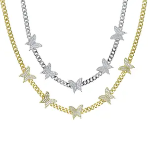 18K Gold Butterfly Necklace Moda Elegante Colar de aço inoxidável Collar Choker Collar Necklace For Women