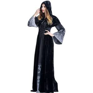 Disfraz de Halloween al por mayor para mujer adulta, disfraz de Grim Reaper, vestido largo, disfraz de vampiro con calavera aterrador - Product Image 2