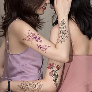 สติกเกอร์รอย<span class=keywords><strong>สัก</strong></span>ชั่วคราวศิลปะร่างกายสีสันสดใส<span class=keywords><strong>รูป</strong></span>กุหลาบแดงต้นไม้เข็มทิศดอกไม้ครึ่งแขน - Product Image 5