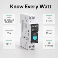 Relais intelligent WiFi Tuya 1P sur rail DIN avec surveillance de l'énergie en temps réel, contrôle à distance, CA 60Hz, capacité de coupure 6kA