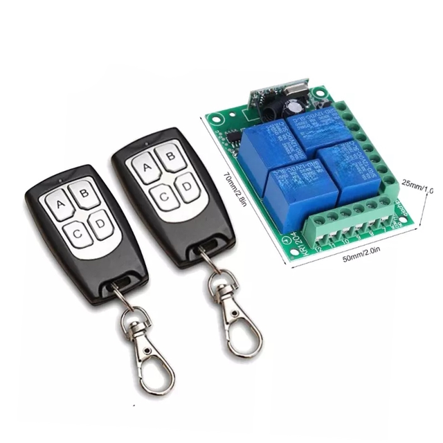 Universal Wireless Remote Control Switch DC 12V 4CH relay Receiver Module With 4 channel RF Remote 433 Mhz Transmitter