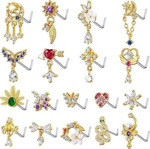 Tùy Chỉnh Nhiều Dễ Thương Bướm Trái Tim Thép Không Gỉ Mũi Nhẫn L Hình Dạng Mũi Vòng <span class=keywords><strong>Stud</strong></span> Cho Phụ Nữ Vàng Mũi Xỏ Đồ Trang Sức - Product Image 1