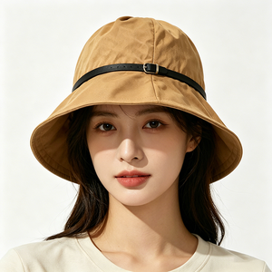 Chapeau cloche pour femme, ajustable avec ceinture en cuir, protection solaire UPF 50+, léger, décontracté, pour usage quotidien - Product Image 1