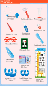 16 pièces semblant jouer en plastique <span class=keywords><strong>chariot</strong></span> médical jouets ensemble enfants kit de médecin - Product Image 5