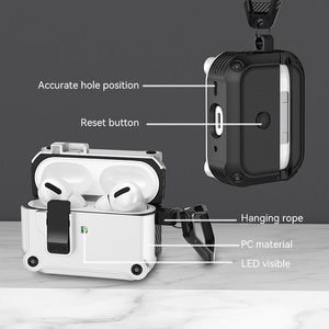 Funda para auriculares con diseño de bloqueo de seguridad 2025 para AirPods Pro <span class=keywords><strong>2</strong></span> compatible con carcasa blindada protectora de carga para AirPods 4 - Product Image 4