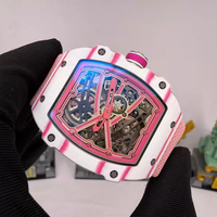 Nouvelle édition couleur 2026, style RM 67-02, montre sport squelette extra-plat 7,8 mm à remontage automatique en fibre de carbone, bracelet en nylon