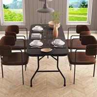 Table de fête pliable en plastique Moon de 1,8 m, plateau résistant à l'usure pour banquets intérieurs et fêtes en plein air