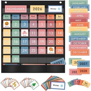 Rainbow Calendar Pocket Chart 20x23.6 In Weather Calendar Educational Cards Time Management Board - Product Image 1