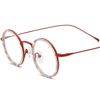 Marcos de anteojos de acetato de metal redondos retro de diseño francés para gafas ópticas