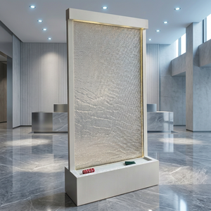 Fuente Interior Moderna Independiente Rectangular de Acero Inoxidable con Malla Iluminada y Acabado Pulido para Decoración del Hogar - Product Image 1