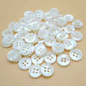 11.5mm 18L 4 holes concave white MOP shell button in 2.5mm thickness, natural shell button