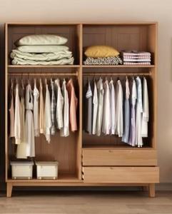 Armario de 4 Puertas de Roble Claro Premium con Puertas de Rejilla y Panel + Cajones, Organizador de Dormitorio Moderno y Minimalista - Product Image 6