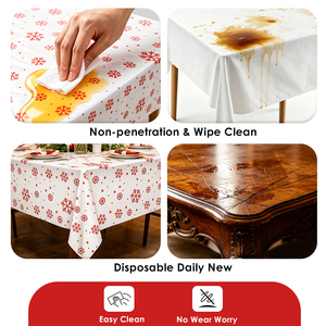 Tovaglie di <span class=keywords><strong>Plastica</strong></span> Bianche Usa e Getta Colorate con Motivi a Fiocchi di Neve e Pois per Forniture per Feste di Compleanno - Product Image 2