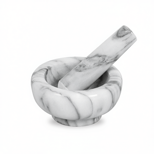 Mortero y pilón de mármol de 4.5 cm de diámetro y 9 cm de altura para moler hierbas y especias - Product Image 2