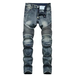 Tuta Casual da <span class=keywords><strong>uomo</strong></span> Jeans in Denim invernale con Logo ricamato a metà vita Design Patchwork traspirante e lavato - Product Image 6