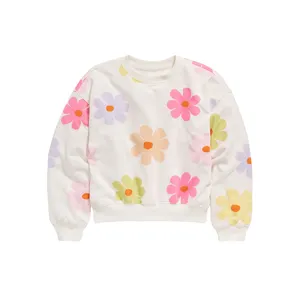 Sweatshirts Kids Patterns Flower Printed Pullover Custom Casual Girls Sweatshirt