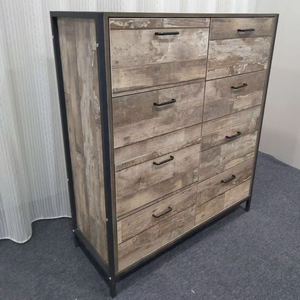 Antique 8-ngăn kéo tủ quần áo cho phòng ngủ ngực Gỗ cao với vải lưu trữ Thùng bảng bên - Product Image 1