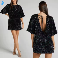 Vêtements personnalisés pour femmes Robes courtes surdimensionnées de luxe pour femmes à col rond et à paillettes pour femmes