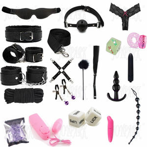 JoyParkソフトCE認定6-10個BDSMキット大人用セットPU + ぬいぐるみ手錠ツールハーネス乳首クランプギャグボンデージセックスおもちゃ - Product Image 1