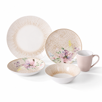Nouveau Fournisseur de Vaisselle en Porcelaine Fine (Bone China) – Service de Table en Céramique 24 Pièces avec Motif Floral pour Usage Quotidien à la Maison et à la Table à Manger