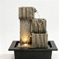 Fuente de Agua de Mesa para Interiores con Luz LED, Columnas Escalonadas y Cascada, Decoración Zen para Hogar u Oficina