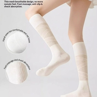 Chaussettes de compression pour femmes, hauteur genou, légères, en maille respirante, soutien par compression, pour le sport, les voyages et l'entraînement