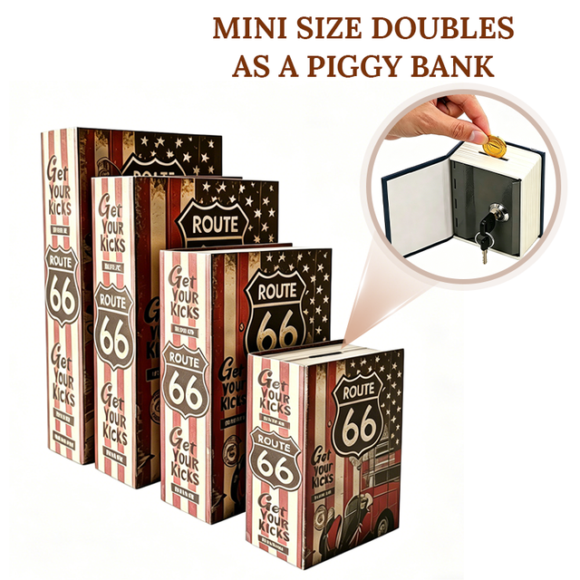 Wholesale Portable Steel Shaped Safe Box Book Multiple Sizes Available with Key&Combination Lock for Home Office Security