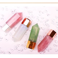 Bouteille à rouler en quartz rose poli 15ml parfum d'huile essentielle pour massage Style d'amour élégant