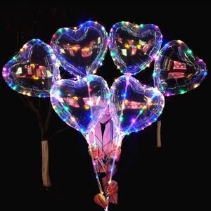 Hot Sale Valentine's Day Round and <b>Star</b> 18 Inch <b>LED</b> Light up Print Heart Shape clear <b>Led</b> Bobo Balloons with Light for Lovers - Product Image 2