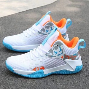 Scarpe da Basket da Uomo - Stampa Mimetica Bianco <span class=keywords><strong>Blu</strong></span> Arancione, <span class=keywords><strong>Calzature</strong></span> Sportive Atletiche Traspiranti ed Eleganti - Product Image 4