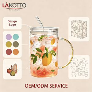 Tazza in Vetro Borosilicato LAKOTTO 900ml con Coperchio e Cannuccia, Soffiata a Macchina, Stampa Decalcomania, Resistente al Calore, con Manico - Product Image 2