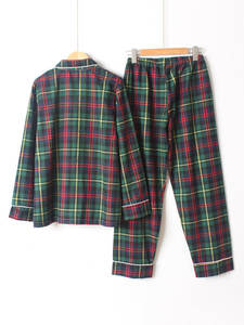 Bangladesh Factory Wholesale Women's Winter Plus Size <b>Thermal</b> Breathable Cotton Plaid Full Length <b>Pajamas</b> Sleepwear - Product Image 2