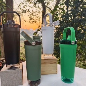 Portable Vacuum Insulated Stainless Steel Protein Shaker Mug 24oz with Built-in Tritan Storage Cup Handle <b>Hot</b>/Cold Eco-Friendly - Product Image 6