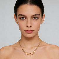 Collier en acier inoxydable plaqué or 18 carats, maillons en O, étanche, avec fermoir OT, bijoux en acier inoxydable en gros