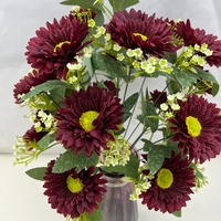 Bunga Gerbera Daisy Buatan dari Sutra dengan Baby Breath untuk Dekorasi Vas Pernikahan