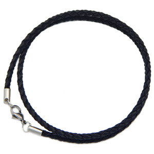 Collier en cuir tressé avec boucle de homard en acier inoxydable DIY - Product Image 2