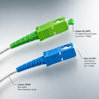 Kabel Patch Fiber Optik Singlemode 9/125 G.657.A2 SC/APC Hijau ke SC/UPC Biru 2.0mm Putih OFNR untuk FTTH PON