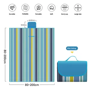 Tapis <span class=keywords><strong>de</strong></span> pique-nique <span class=keywords><strong>de</strong></span> <span class=keywords><strong>camping</strong></span> personnalisé en tissu Oxford 600D PVC antidérapant, imperméable, épaissi, portable, pliable, doux, pour la plage, la salle à manger - Product Image 3